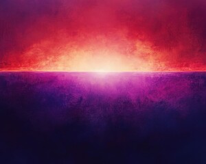 Naklejka premium Abstract Horizon Luminous Sunset with Deep Purple Underglow and Textured Canvas Effect.