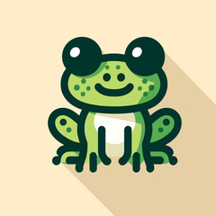 Obraz premium This playful logo features frogs designed in a flat style, showcasing vibrant colors and simple shapes. Perfect for brands looking to convey fun and creativity, this design is both eye-catching and me