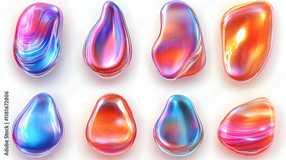 Aufkleber abstract colorful liquid shapes morphing smoothly with colorful fluid design