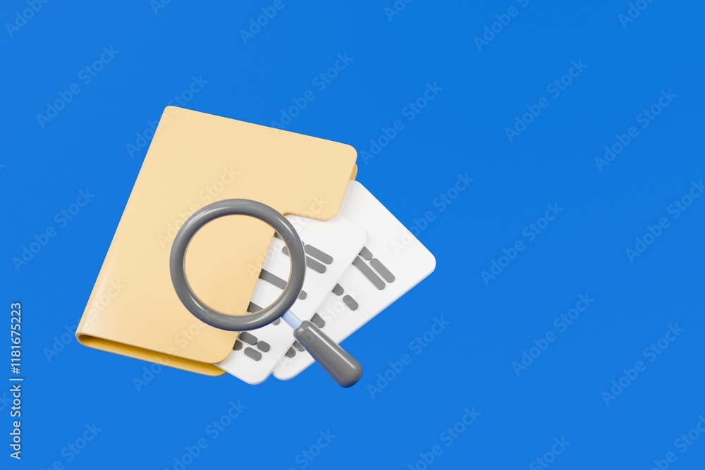 Poster 3d minimal business file folder documents note paper icon. sheets of paper with detail. approved doc