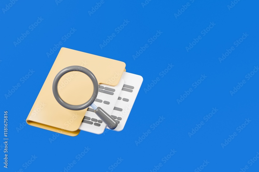 Poster 3d minimal business file folder documents note paper icon. sheets of paper with detail. approved doc