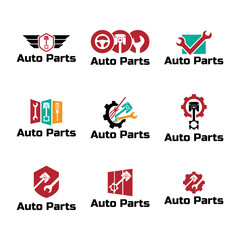 Set of Auto parts logo design. Automotive parts, automobile repairing car, vector design and illustration