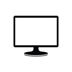 Computer monitor black and white flat vector icon and symbol design