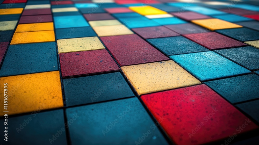 Poster Colorful Mosaic Floor Tile Pattern