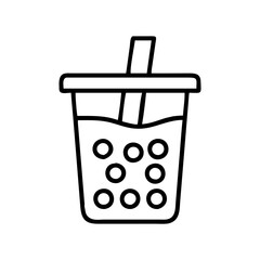 bubble tea icon, drinks line art, drinks vector - simple black line art icon of bubble tea perfect for logos, and drinks-themed designs.