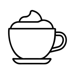cappuccino icon, drinks line art, drinks vector - simple black line art icon of cappuccino perfect for logos, and drinks-themed designs.