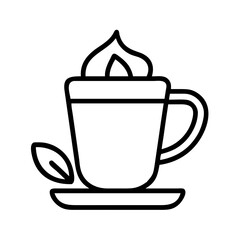 chai latte icon, drinks line art, drinks vector - simple black line art icon of chai latte perfect for logos, and drinks-themed designs.