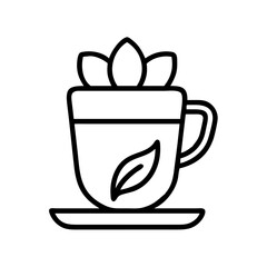 chai latte icon, drinks line art, drinks vector - simple black line art icon of chai latte perfect for logos, and drinks-themed designs.