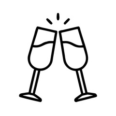 champagne flute icon, drinks line art, drinks vector - simple black line art icon of champagne flute perfect for logos, and drinks-themed designs.