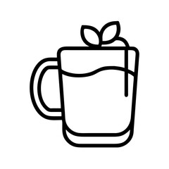 cider mug icon, drinks line art, drinks vector - simple black line art icon of cider mug perfect for logos, and drinks-themed designs.