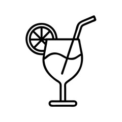 cocktail glass icon, drinks line art, drinks vector - simple black line art icon of cocktail glass perfect for logos, and drinks-themed designs.