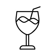 cocktail glass icon, drinks line art, drinks vector - simple black line art icon of cocktail glass perfect for logos, and drinks-themed designs.