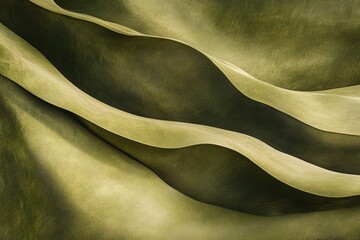 Abstract olive-green curves evoke a sense of flowing movement and organic texture.