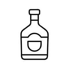 gin bottle icon, drinks line art, drinks vector - simple black line art icon of gin bottle perfect for logos, and drinks-themed designs.