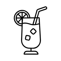 gin fizz icon, drinks line art, drinks vector - simple black line art icon of gin fizz perfect for logos, and drinks-themed designs.