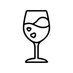 glass of ros icon, drinks line art, drinks vector - simple black line art icon of glass of ros perfect for logos, and drinks-themed designs.