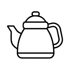 green tea pot icon, drinks line art, drinks vector - simple black line art icon of green tea pot perfect for logos, and drinks-themed designs.