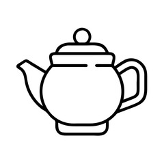 green tea pot icon, drinks line art, drinks vector - simple black line art icon of green tea pot perfect for logos, and drinks-themed designs.