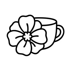 hibiscus tea icon, drinks line art, drinks vector - simple black line art icon of hibiscus tea perfect for logos, and drinks-themed designs.