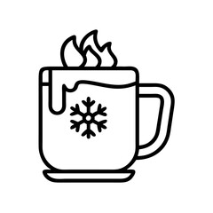 hot chocolate mug icon, drinks line art, drinks vector - simple black line art icon of hot chocolate mug perfect for logos, and drinks-themed designs.