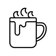 hot chocolate mug icon, drinks line art, drinks vector - simple black line art icon of hot chocolate mug perfect for logos, and drinks-themed designs.