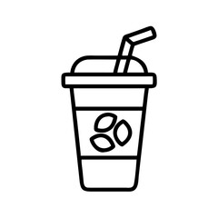 iced coffee icon, drinks line art, drinks vector - simple black line art icon of iced coffee perfect for logos, and drinks-themed designs.