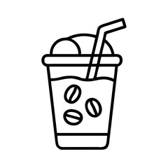 iced coffee icon, drinks line art, drinks vector - simple black line art icon of iced coffee perfect for logos, and drinks-themed designs.