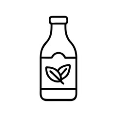 kombucha bottle icon, drinks line art, drinks vector - simple black line art icon of kombucha bottle perfect for logos, and drinks-themed designs.