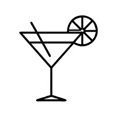 lemon drop martini icon, drinks line art, drinks vector - simple black line art icon of lemon drop martini perfect for logos, and drinks-themed designs.