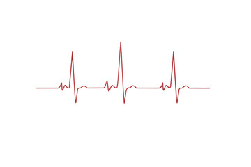 A clean sharp EKG line in red symbolizing life, health, and precise measurement, isolated on a transparent background