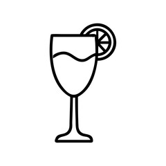 mimosa glass icon, drinks line art, drinks vector - simple black line art icon of mimosa glass perfect for logos, and drinks-themed designs.