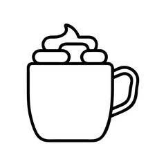 peppermint hot chocolate icon, drinks line art, drinks vector - simple black line art icon of peppermint hot chocolate perfect for logos, and drinks-themed designs.