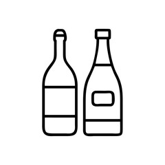 red wine bottle icon, drinks line art, drinks vector - simple black line art icon of red wine bottle perfect for logos, and drinks-themed designs.