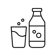 seltzer water icon, drinks line art, drinks vector - simple black line art icon of seltzer water perfect for logos, and drinks-themed designs.
