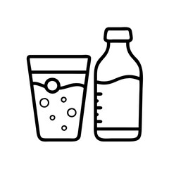 seltzer water icon, drinks line art, drinks vector - simple black line art icon of seltzer water perfect for logos, and drinks-themed designs.