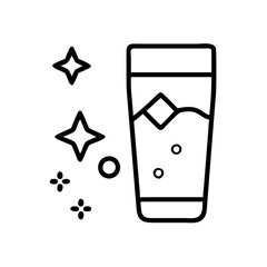 sparkling water icon, drinks line art, drinks vector - simple black line art icon of sparkling water perfect for logos, and drinks-themed designs.