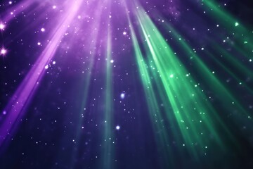 Vibrant rays of light cascade through a starlit sky creating a celestial dance of colors and magic in the night