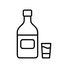 vodka bottle icon, drinks line art, drinks vector - simple black line art icon of vodka bottle perfect for logos, and drinks-themed designs.