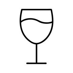 wine glass icon, drinks line art, drinks vector - simple black line art icon of wine glass perfect for logos, and drinks-themed designs.