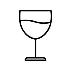 wine glass icon, drinks line art, drinks vector - simple black line art icon of wine glass perfect for logos, and drinks-themed designs.