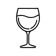 wine glass icon, drinks line art, drinks vector - simple black line art icon of wine glass perfect for logos, and drinks-themed designs.
