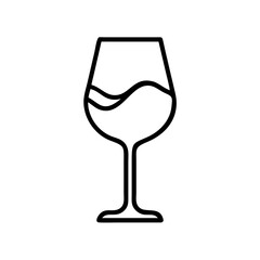 wine tasting glass icon, drinks line art, drinks vector - simple black line art icon of wine tasting glass perfect for logos, and drinks-themed designs.