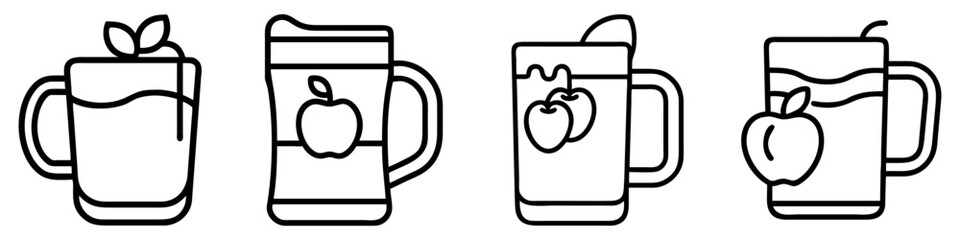 cider mug icon, drinks line art, drinks vector - simple black line art icon of cider mug perfect for logos, and drinks-themed designs.