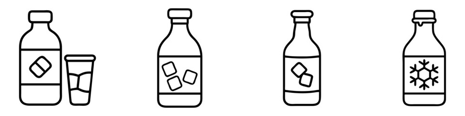 cold brew bottle icon, drinks line art, drinks vector - simple black line art icon of cold brew bottle perfect for logos, and drinks-themed designs.