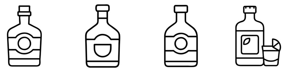 gin bottle icon, drinks line art, drinks vector - simple black line art icon of gin bottle perfect for logos, and drinks-themed designs.