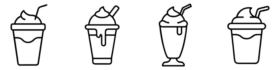 milkshake icon, drinks line art, drinks vector - simple black line art icon of milkshake perfect for logos, and drinks-themed designs.