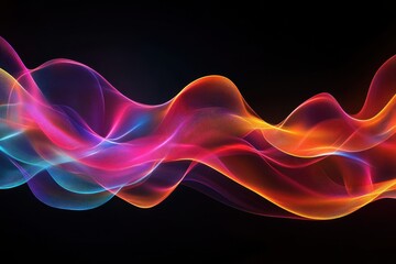 Obraz premium Vibrant waves of color ebb and flow across a dark background, creating a mesmerizing visual rhythm and energy