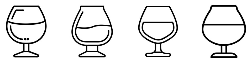 brandy snifter icon, drinks line art, drinks vector - simple black line art icon of brandy snifter perfect for logos, and drinks-themed designs.
