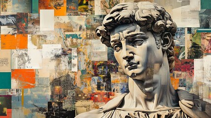 A Renaissance David Collage Painting