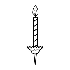 Birthday Candle with flame icon clip art outline vector illustration